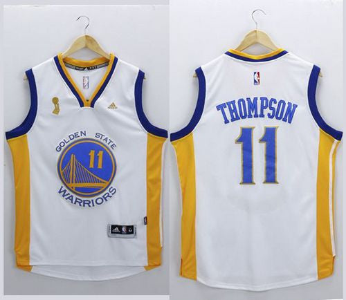 Warriors #11 Klay Thompson White New Champions Stitched Basketball Jersey