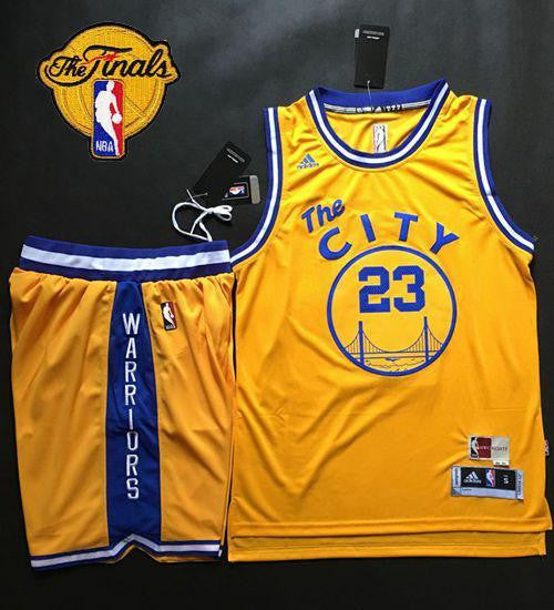 Warriors #23 Draymond Green Gold Throwback The City A Set The Finals Patch Stitched Basketball Jersey