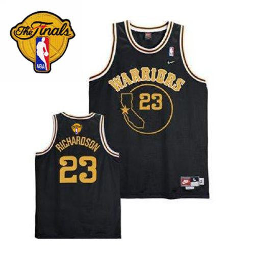 Warriors #23 Jason Richardson Black Throwback The Finals Patch Stitched Basketball Jersey