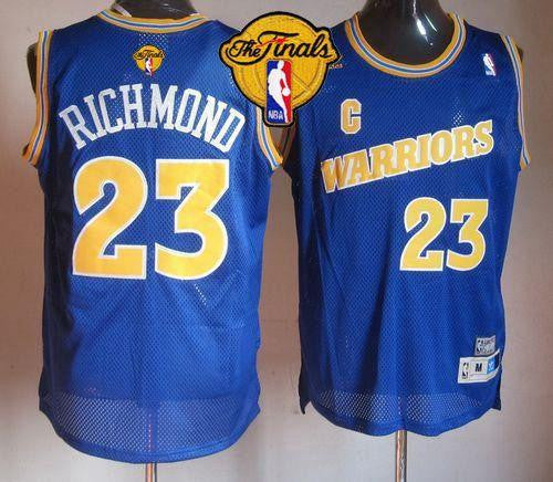 Warriors #23 Mitch Richmond Blue Throwback The Finals Patch Stitched Basketball Jersey