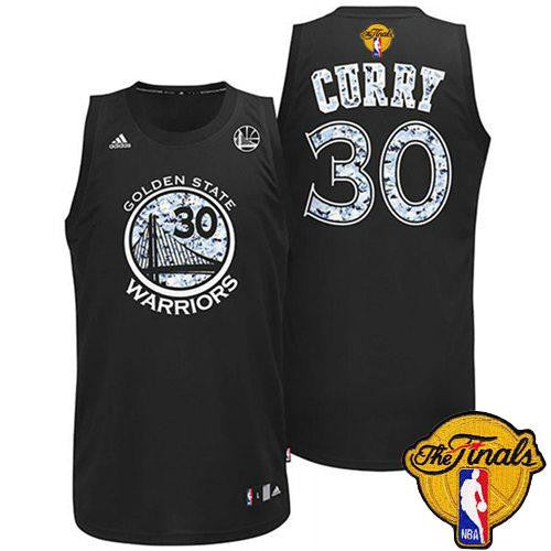 Warriors #30 Stephen Curry Black Diamond Fashion The Finals Patch Stitched Basketball Jersey