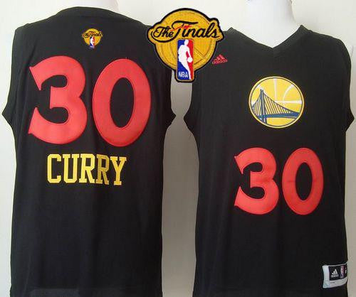 Warriors #30 Stephen Curry Black New Fashion The Finals Patch Stitched Basketball Jersey