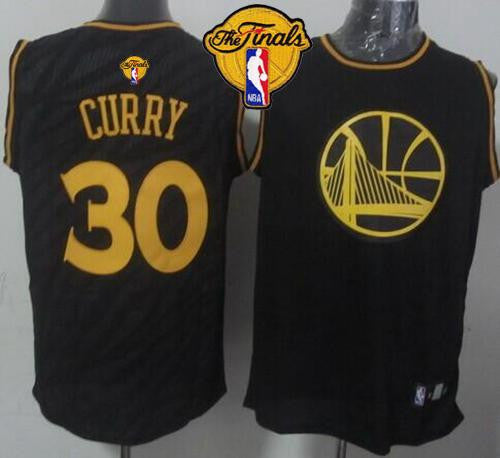 Warriors #30 Stephen Curry Black Precious Metals Fashion The Finals Patch Stitched Basketball Jersey