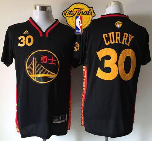 Warriors #30 Stephen Curry Black Slate Chinese New Year The Finals Patch Stitched Basketball Jersey