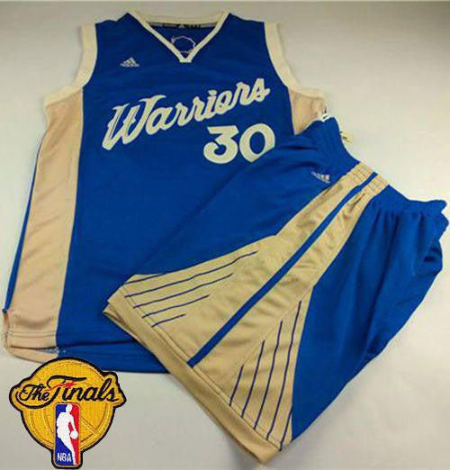 Warriors #30 Stephen Curry Blue 2015-2016 Christmas Day A Set The Finals Patch Stitched Basketball Jersey