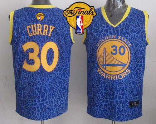 Warriors #30 Stephen Curry Blue Crazy Light The Finals Patch Stitched Basketball Jersey