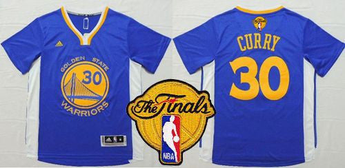 Warriors #30 Stephen Curry Blue Short Sleeve The Finals Patch Stitched Basketball Jersey