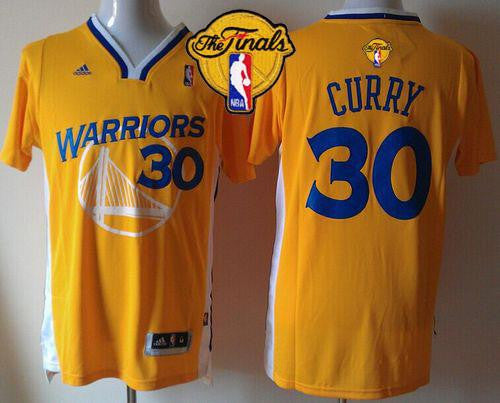 Warriors #30 Stephen Curry Gold Alternate The Finals Patch Stitched Basketball Jersey