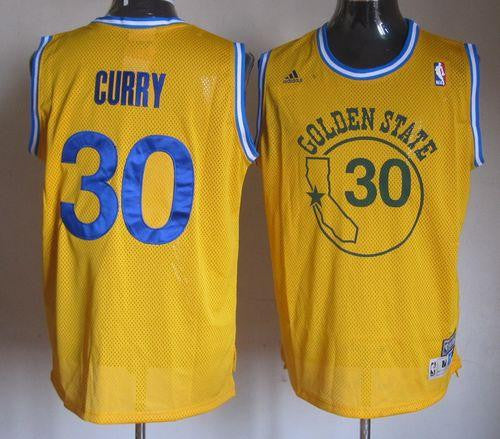 Warriors #30 Stephen Curry Gold New Throwback Stitched Basketball Jersey