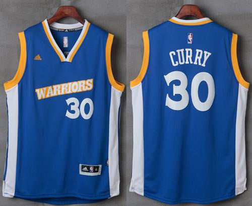 Warriors #30 Stephen Curry Royal Stretch Crossover Stitched Basketball Jersey