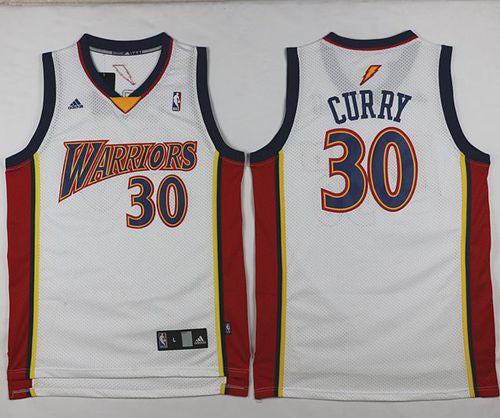 Warriors #30 Stephen Curry White Throwback Stitched Basketball Jersey