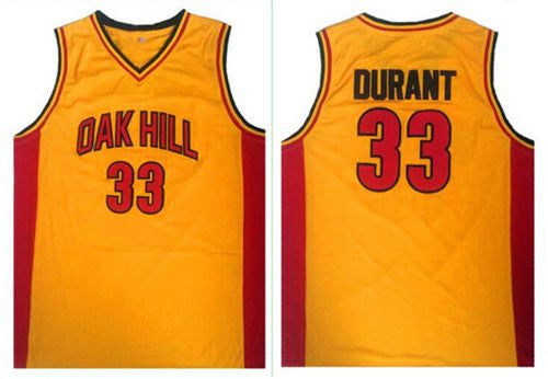 Warriors #33 Kevin Durant Gold Oak Hill Academy High School Stitched Basketball Jersey