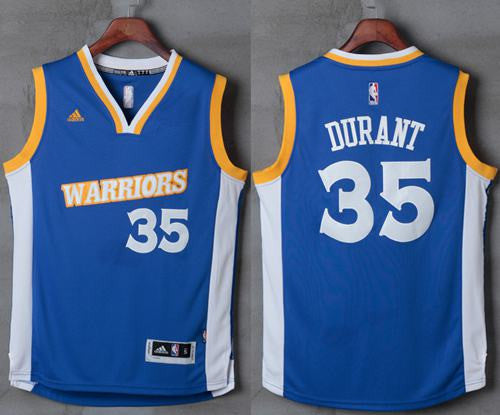 Warriors #35 Kevin Durant Royal Stretch Crossover Stitched Basketball Jersey