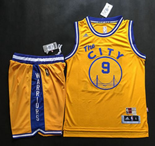 Warriors #9 Andre Iguodala Gold Throwback The City A Set Stitched Basketball Jersey