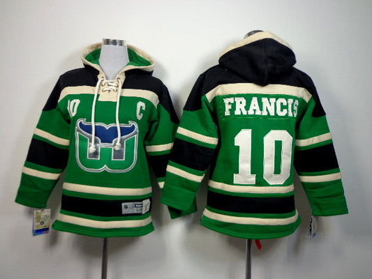 Whalers 10 Francis Green Hooded Youth Hockey Jersey