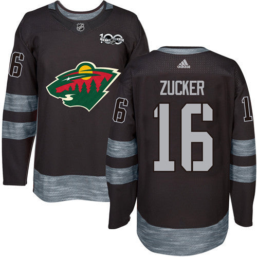 Wild #16 Jason Zucker Black 1917-2017 100th Anniversary Stitched Hockey Jersey