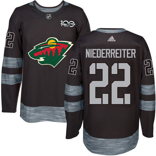 Wild #22 Nino Niederreiter Black 1917-2017 100th Anniversary Stitched Hockey Jersey