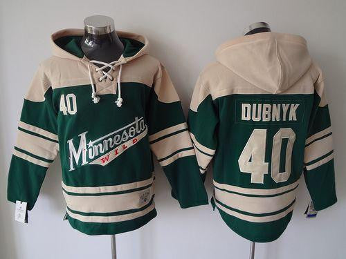 Wild #40 Devan Dubnyk Green Sawyer Hooded Sweatshirt Stitched Hockey Jersey