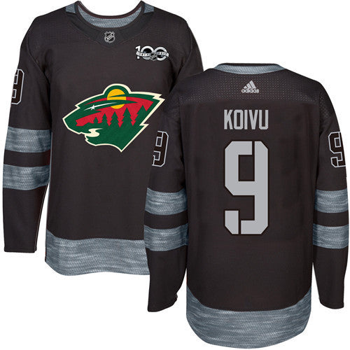 Wild #9 Mikko Koivu Black 1917-2017 100th Anniversary Stitched Hockey Jersey