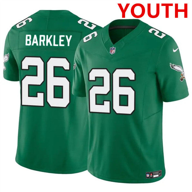 Youth Philadelphia Eagles #26 Saquon Barkley Green 2023 F.U.S.E Untouchable Limited Throwback Football Stitched Jersey