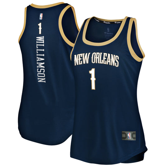 Zion Williamson New Orleans Pelicans Branded Women's Fast Break Team Tank Basketball Jersey - Icon Edition - Navy