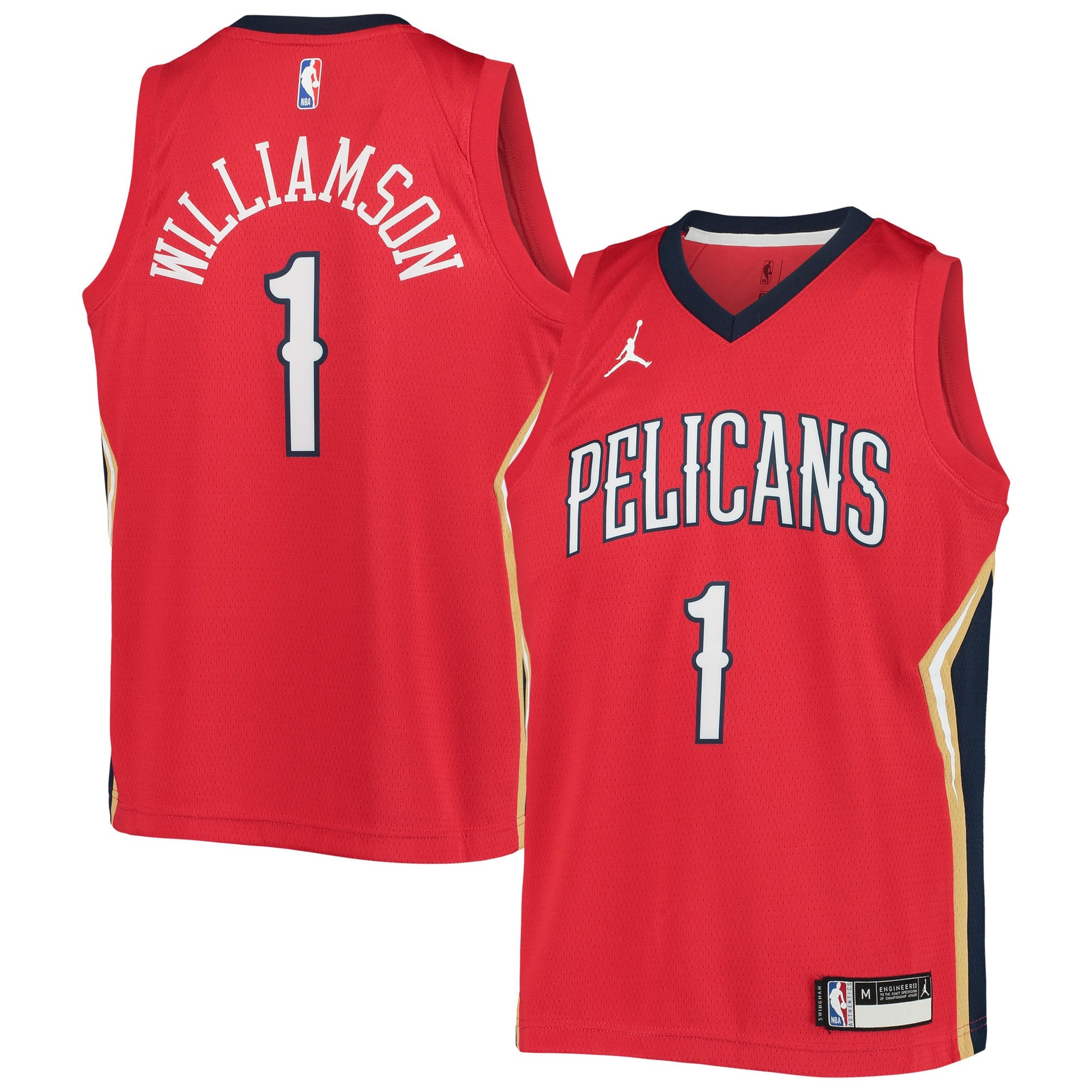 Zion Williamson New Orleans Pelicans Jordan Brand Youth 2020/21 Swingman Player Basketball Jersey - Statement Edition - Red